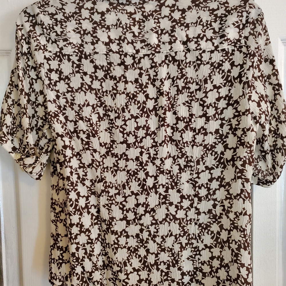 Brown And White Blouse S Lg - Picture 3 of 7